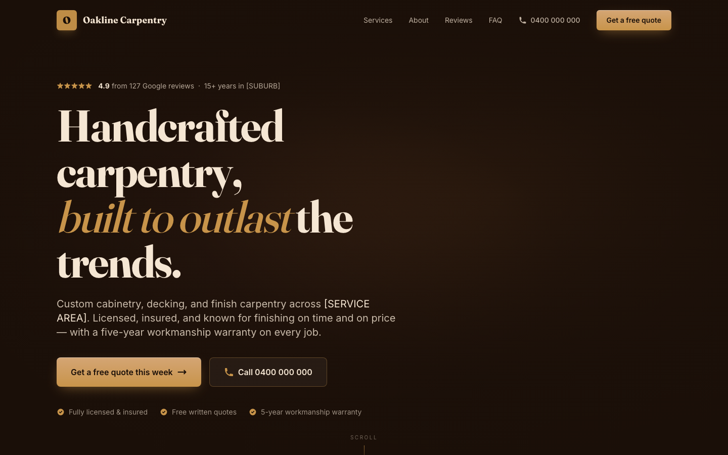 Carpenter website template preview