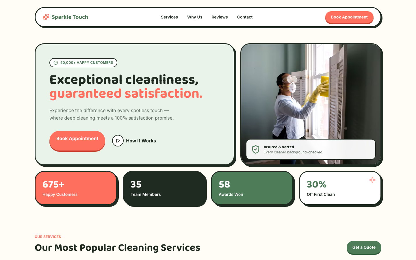 Cleaning website template preview