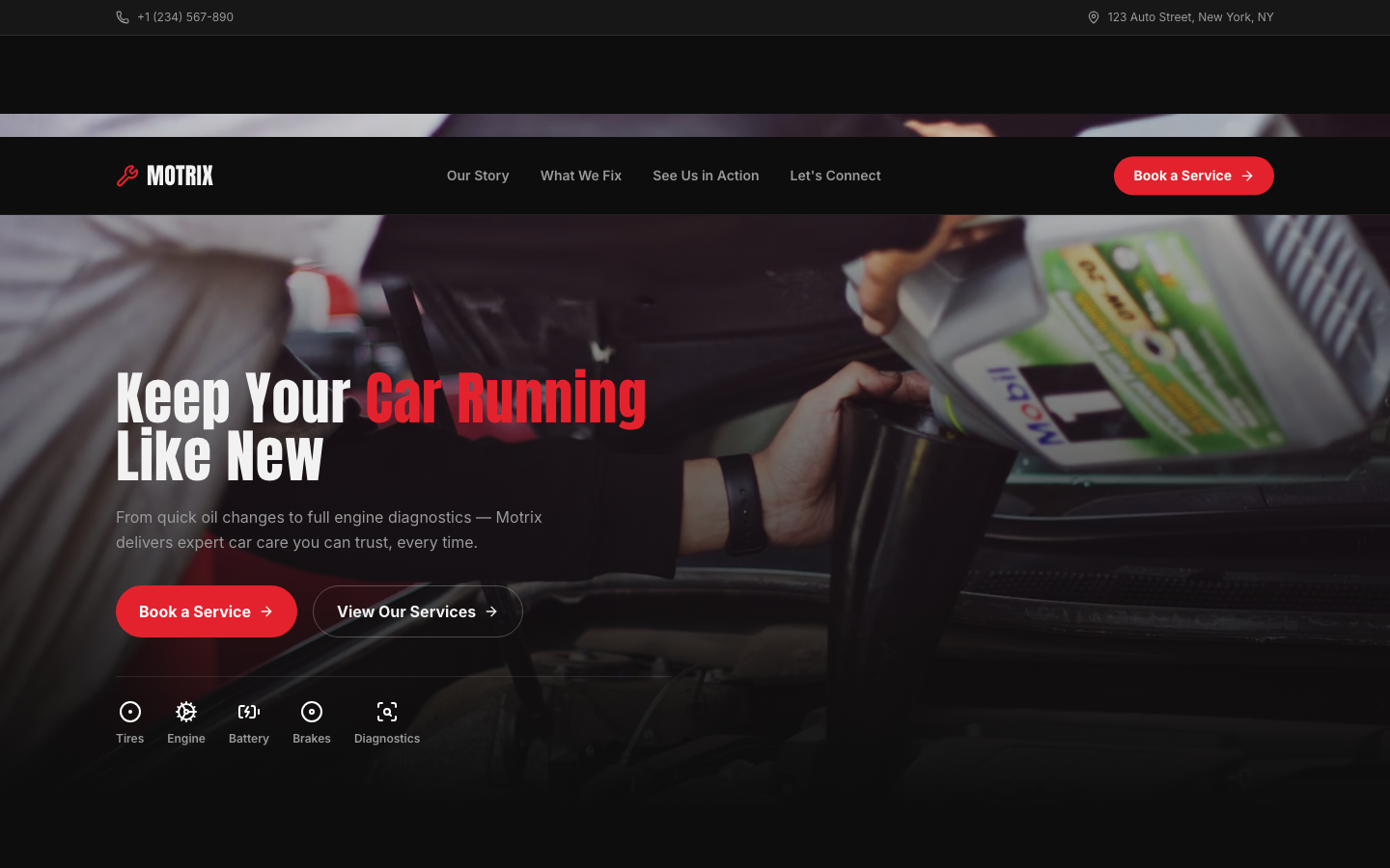 Mechanic website template preview