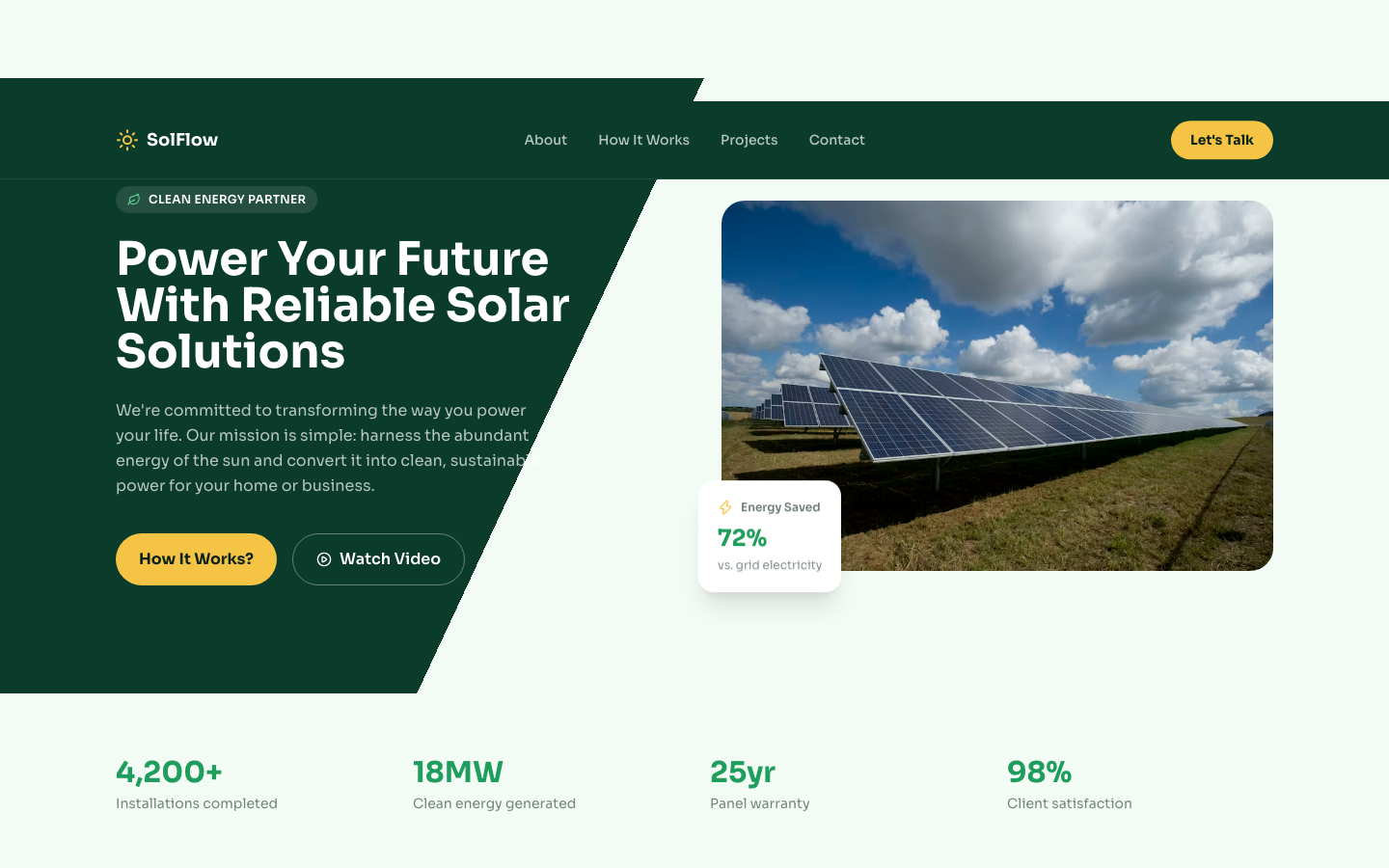 Solar website template preview
