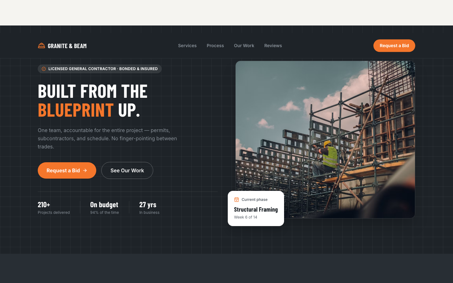 Contractor website template preview