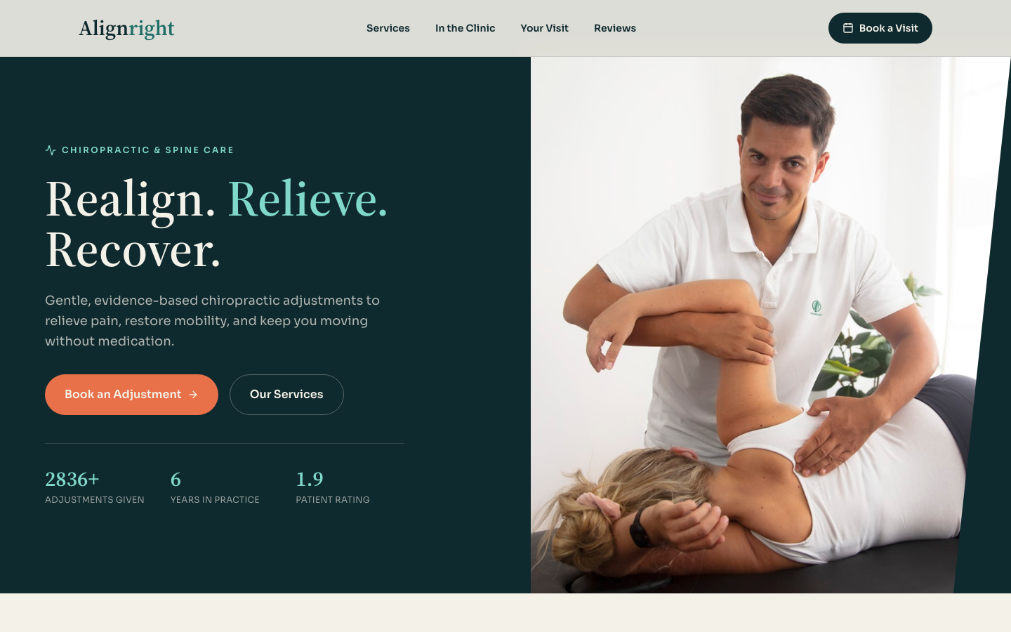 Chiropractor website template preview