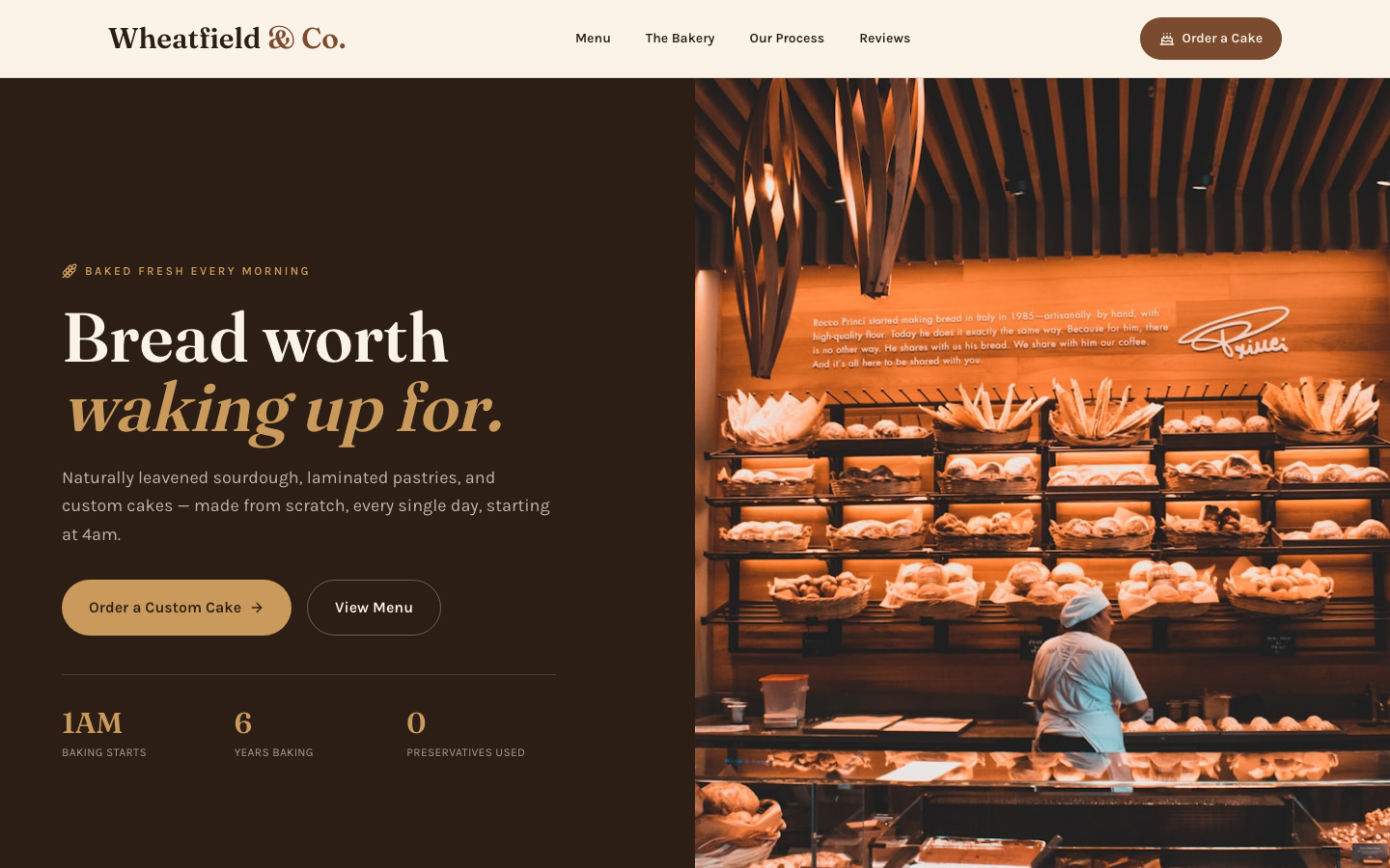 Bakery website template preview