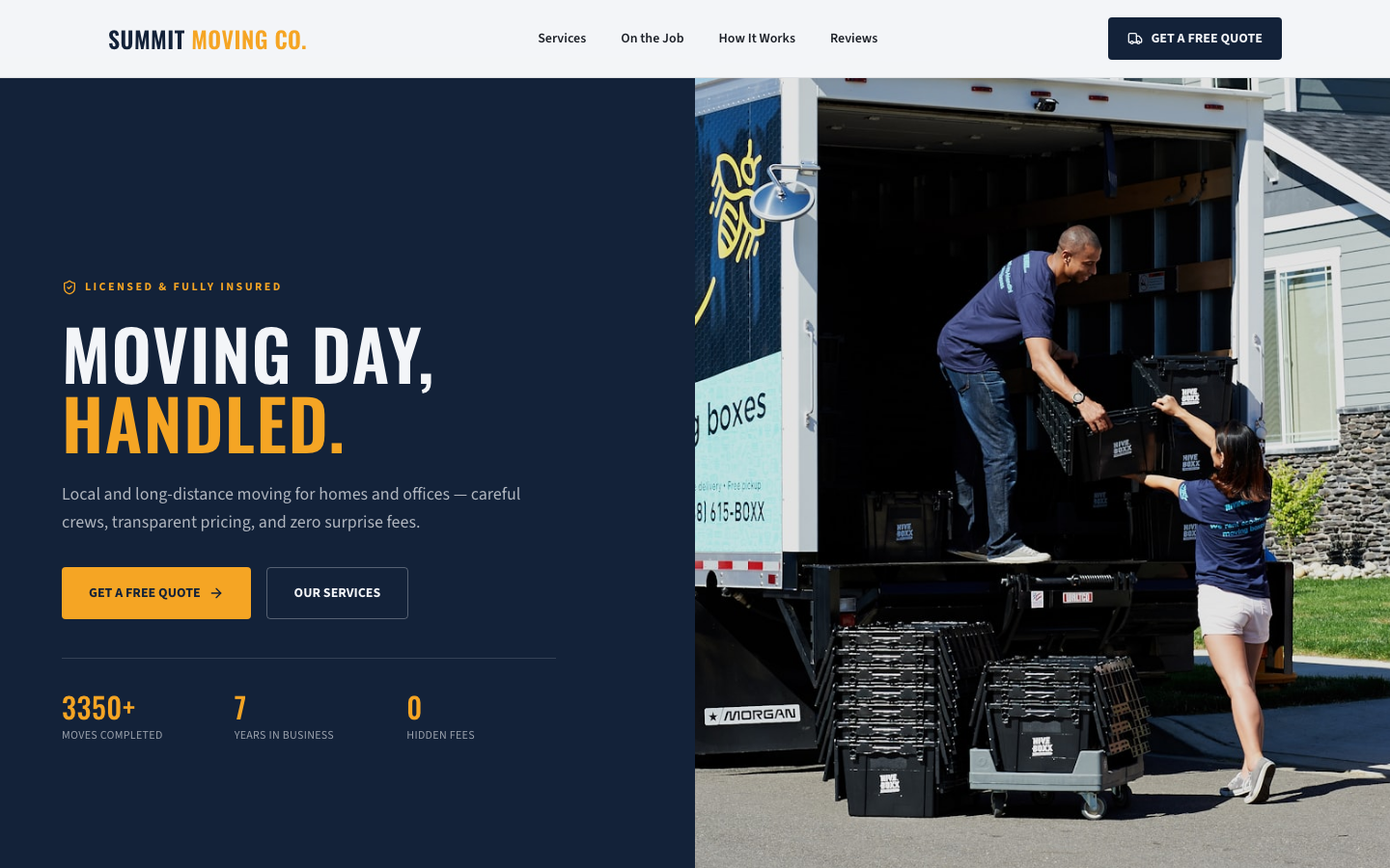 Moving Company website template preview