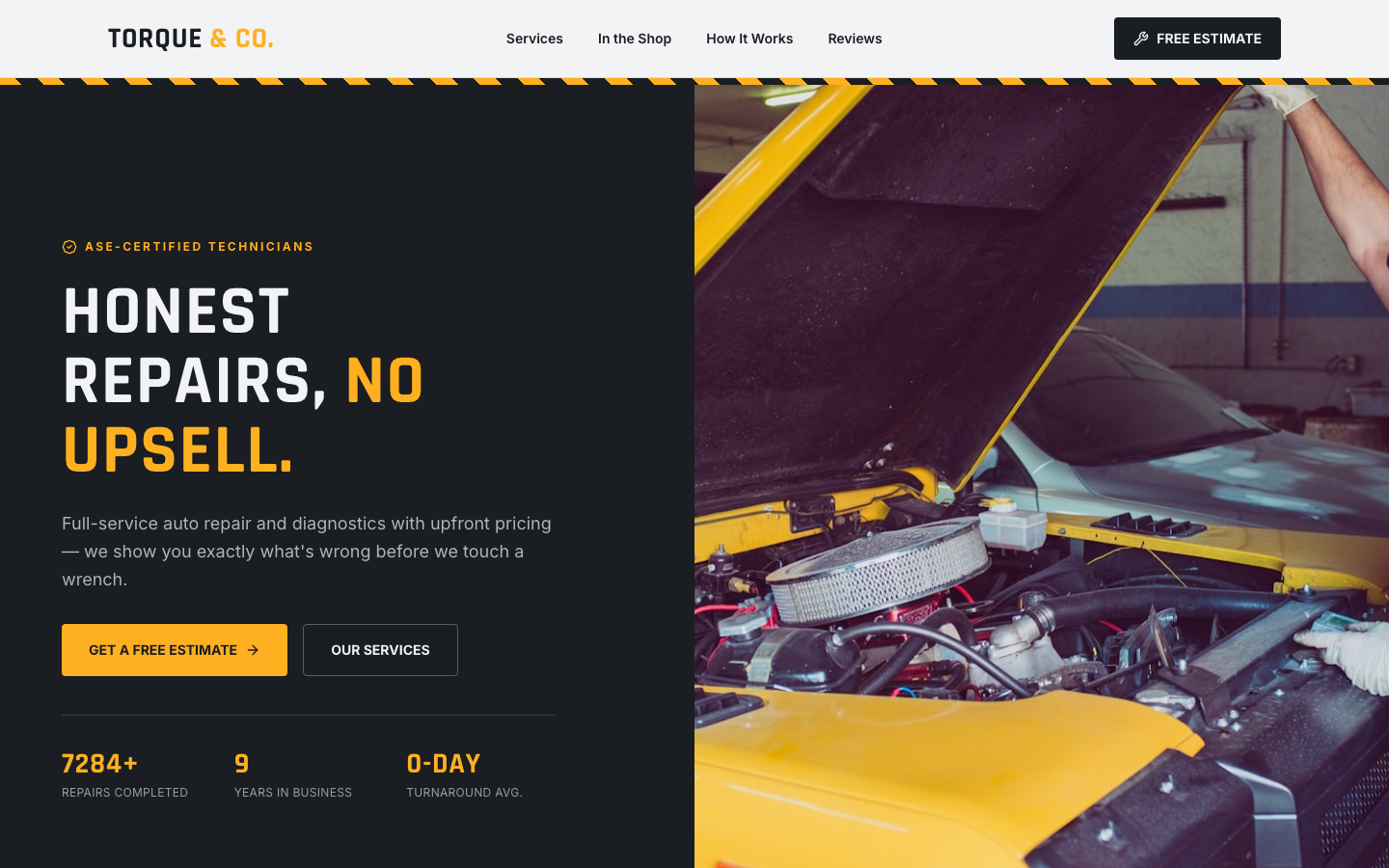 Auto Repair website template preview