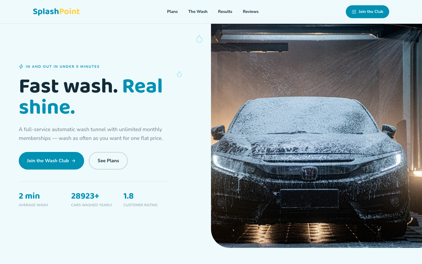 Car Wash website template preview