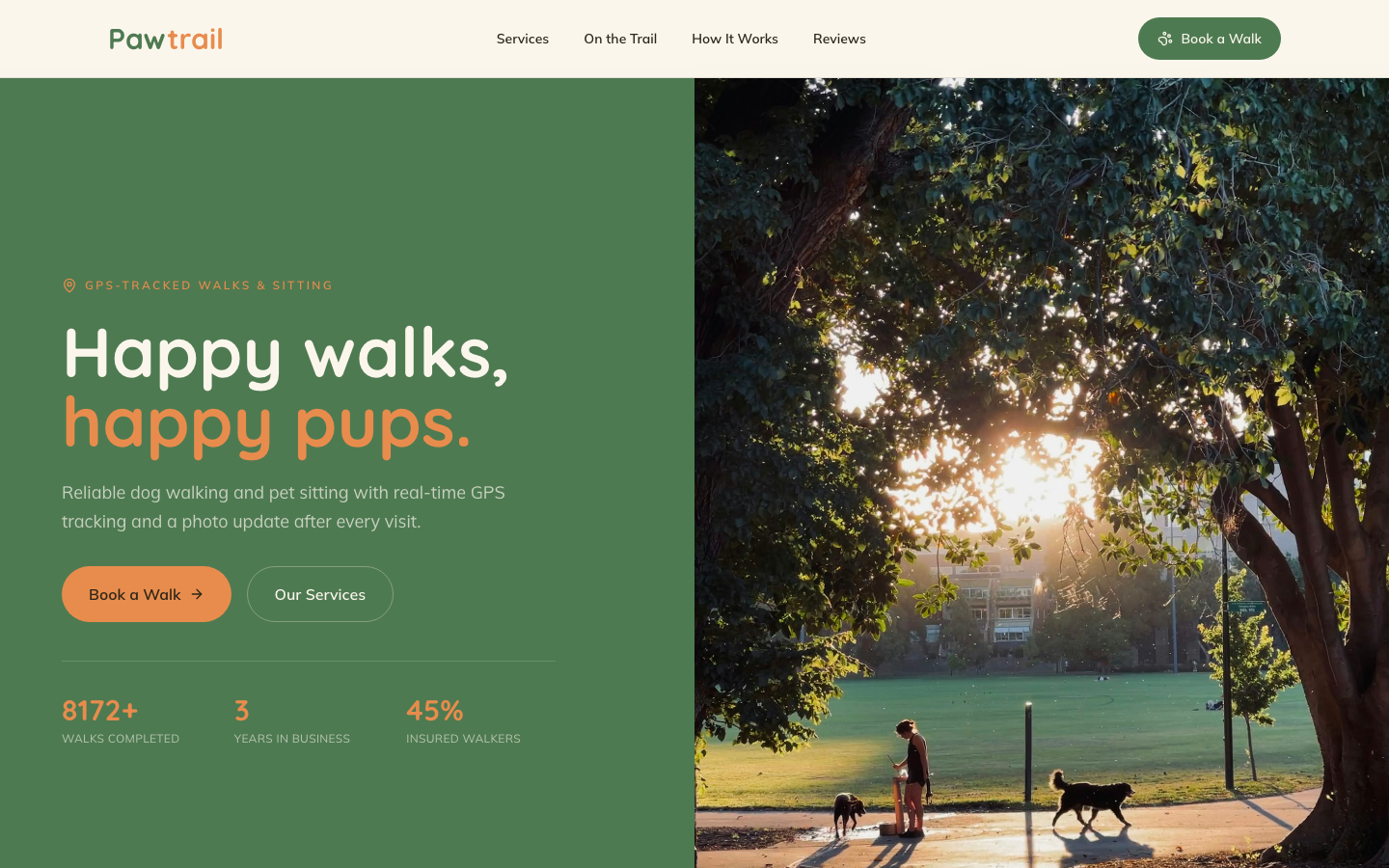 Dog Walking website template preview