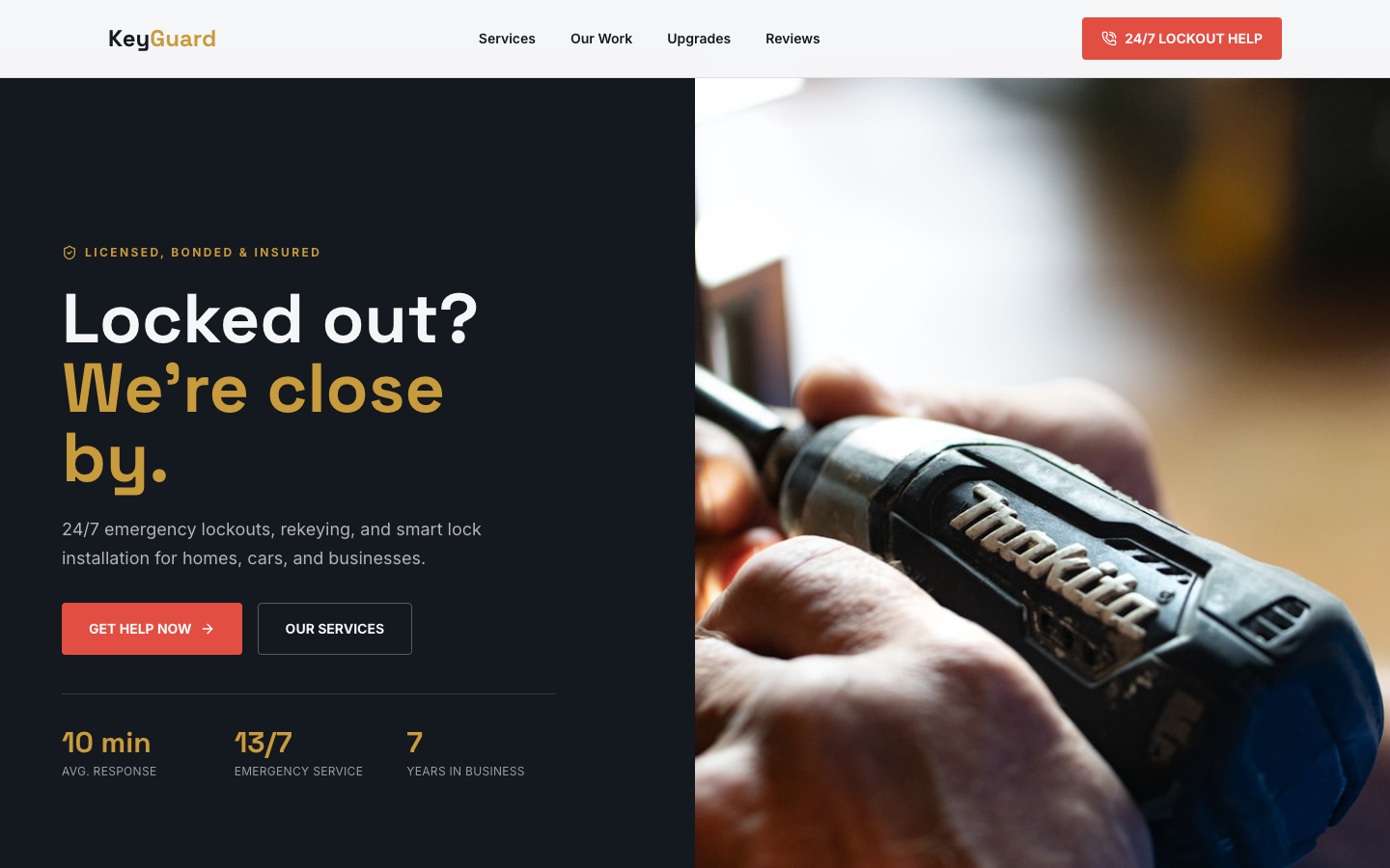 Locksmith website template preview