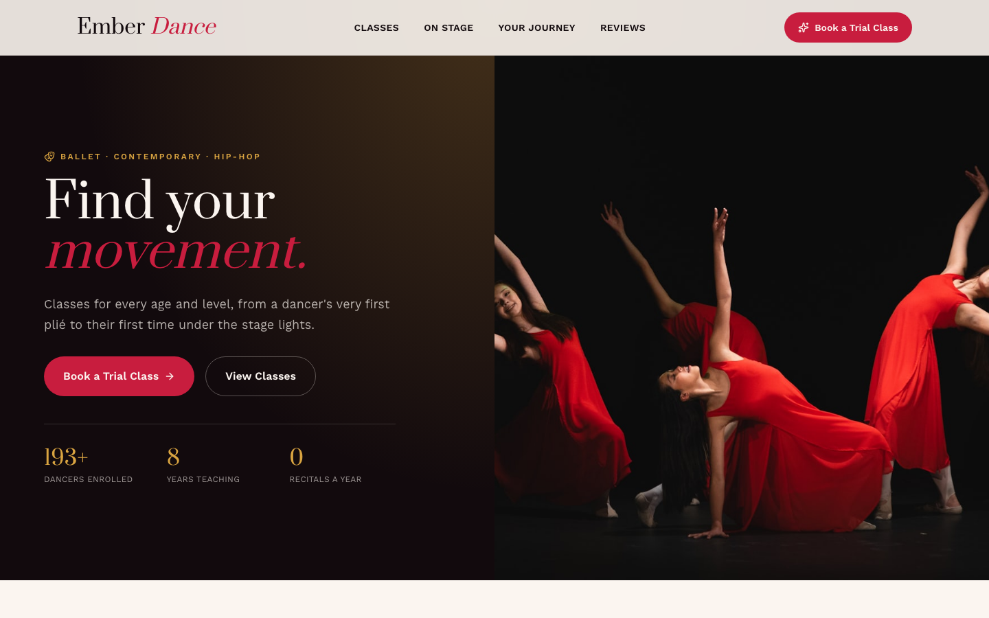 Dance Studio website template preview