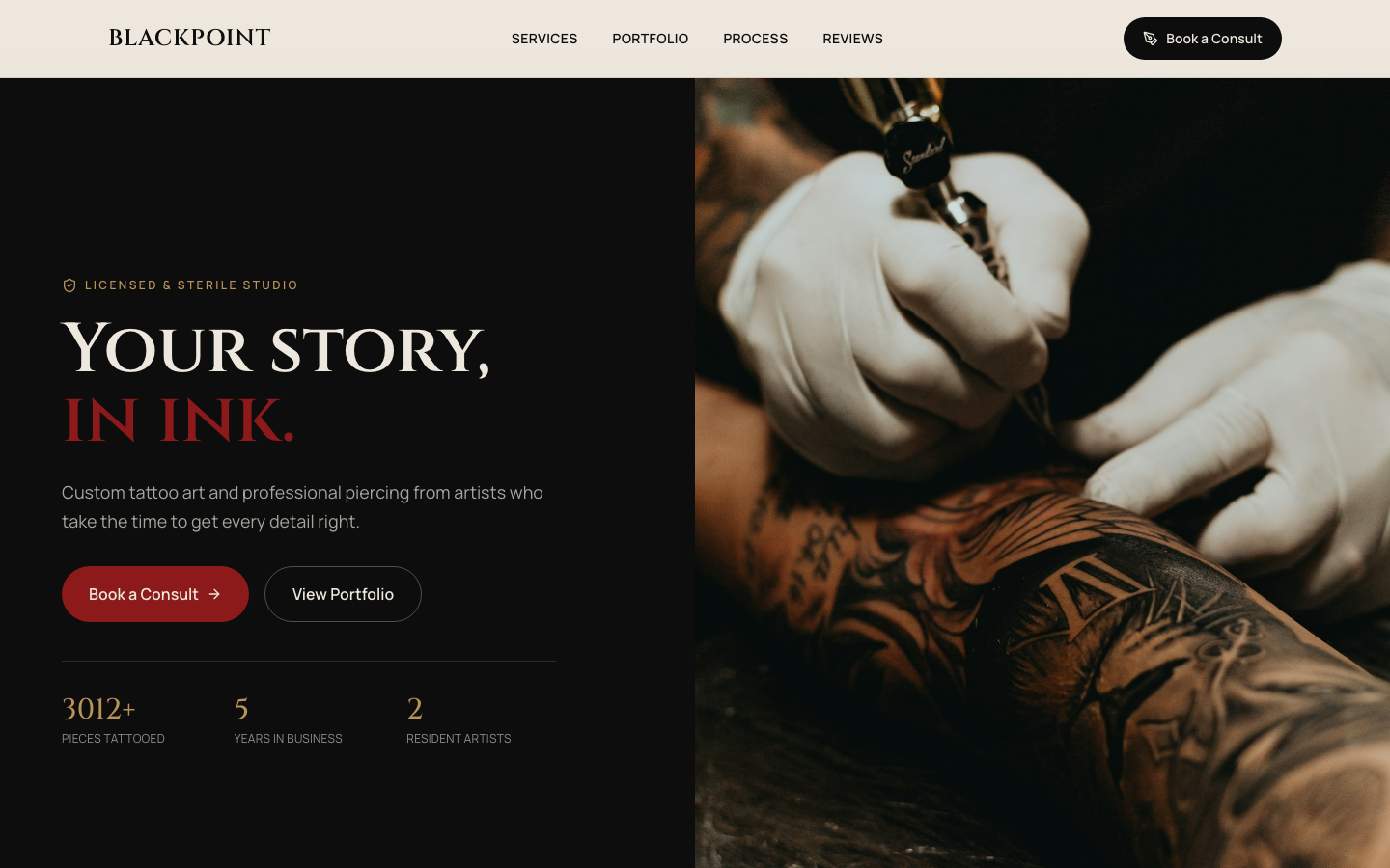 Tattoo Shop website template preview